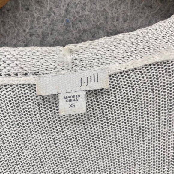 J Jill Sweater Womens Extra Small White Linen Blend Cardigan Open Front Pockets - Picture 5 of 10